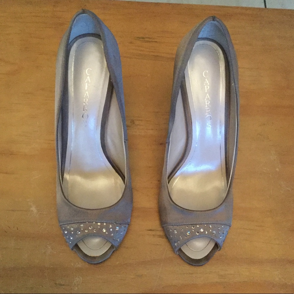 Caparros Grey Open Toe Heels Shoes